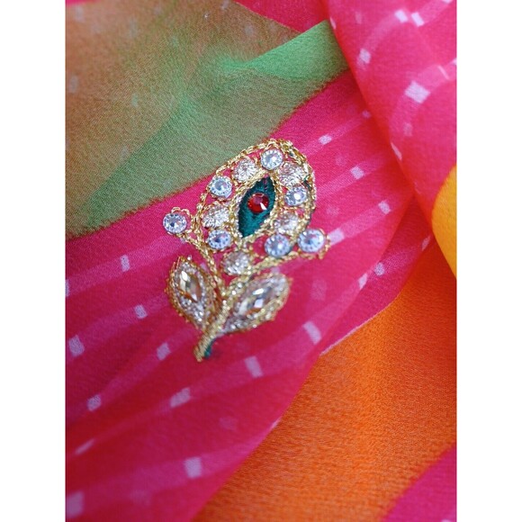 Lehenga Indian Pakistani Wedding Maxi Skirt Womens Pink Gold Polkodot XS - Picture 9 of 12